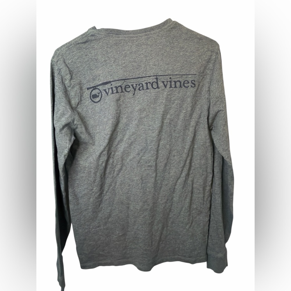 Vineyard Vines Gray Fishing Rod Logo Long Sleeve Shirt